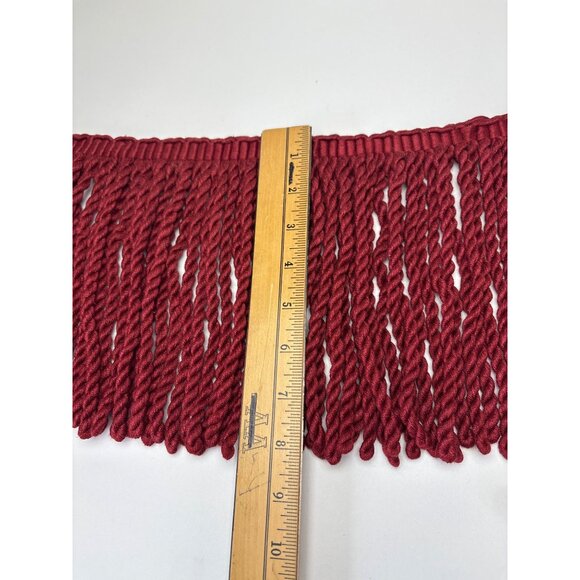 Deep Red Twisted Fringe Trim 1 yard + 15" x 8" wide Craft Decor Fabric Vtg - Picture 2 of 12